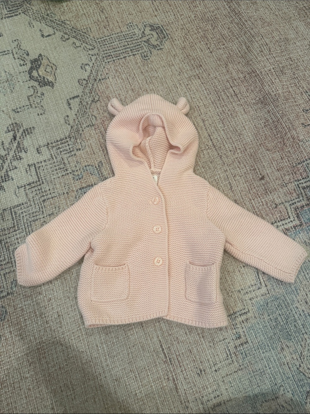 Baby Gap Knit Hooded Cardigan Jacket - Light Pink